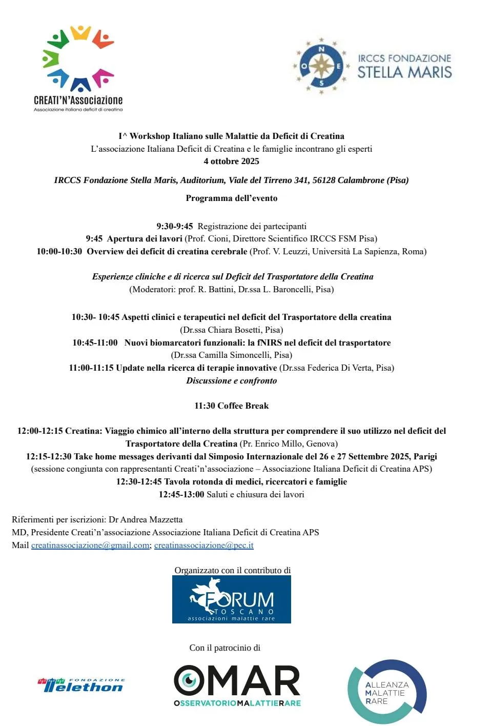 Workshop alla Fondazione Stella Maris, Pisa – 4 ottobre 2025